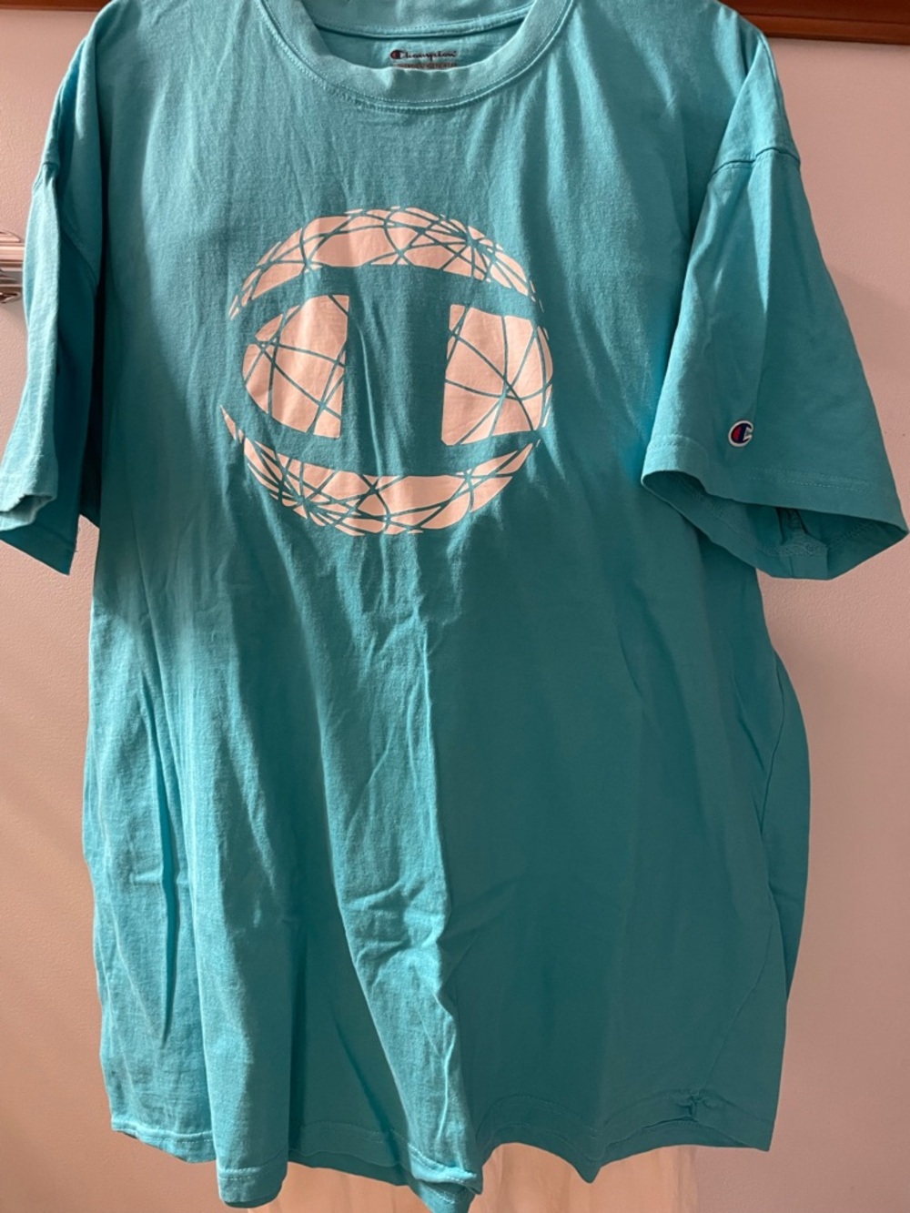 Champion Teal Short-Sleeve Logo Tee with White Graphic